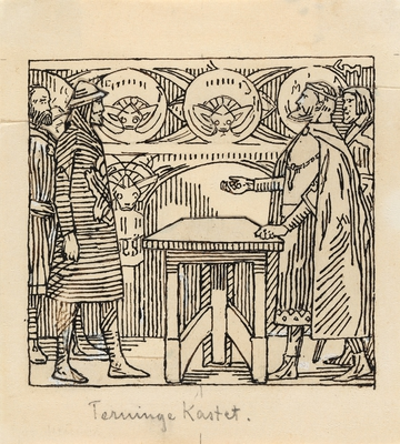 Depiction of a medieval dice game.